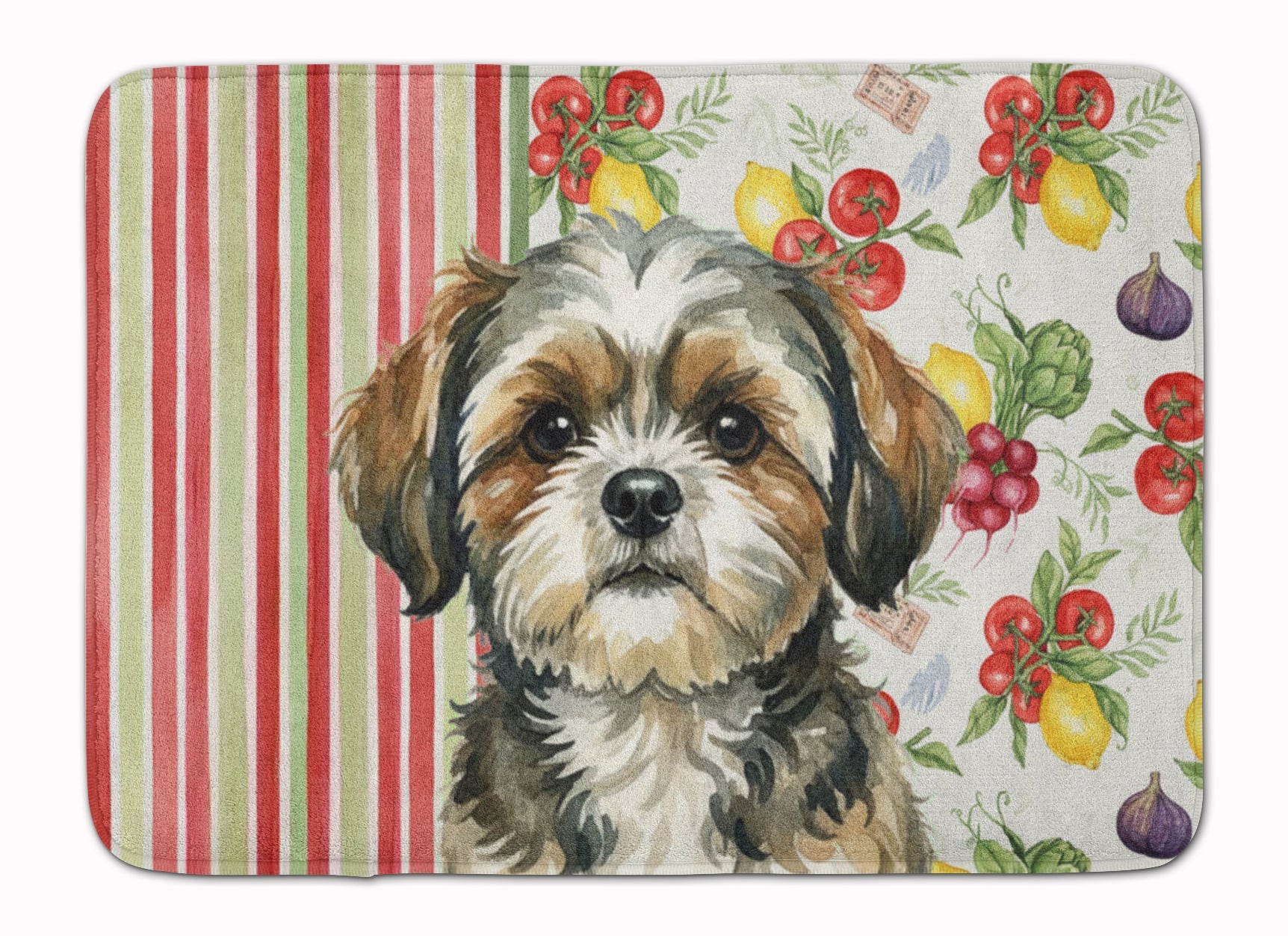 Brindle Shih Tzu Vegetables Memory Foam Kitchen Mat Machine Washable Anti-Fatigue Cushion Comfort Bath or Kitchen Rug