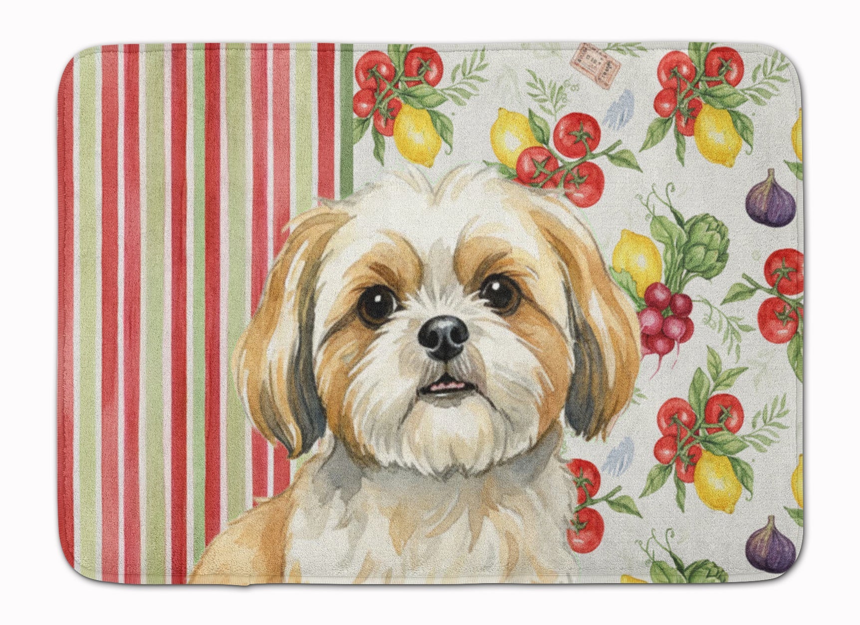 Gold and White Shih Tzu Vegetables Memory Foam Kitchen Mat Machine Washable Anti-Fatigue Cushion Comfort Bath or Kitchen Rug