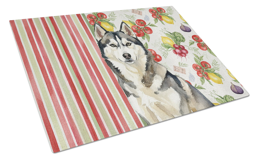 Agouti Siberian Husky Vegetables Cutting Board Tempered Glass Kitchen Cutting Surface, Heat Resistant Chopping, Non-Slip Feet, Food Prep & Serving