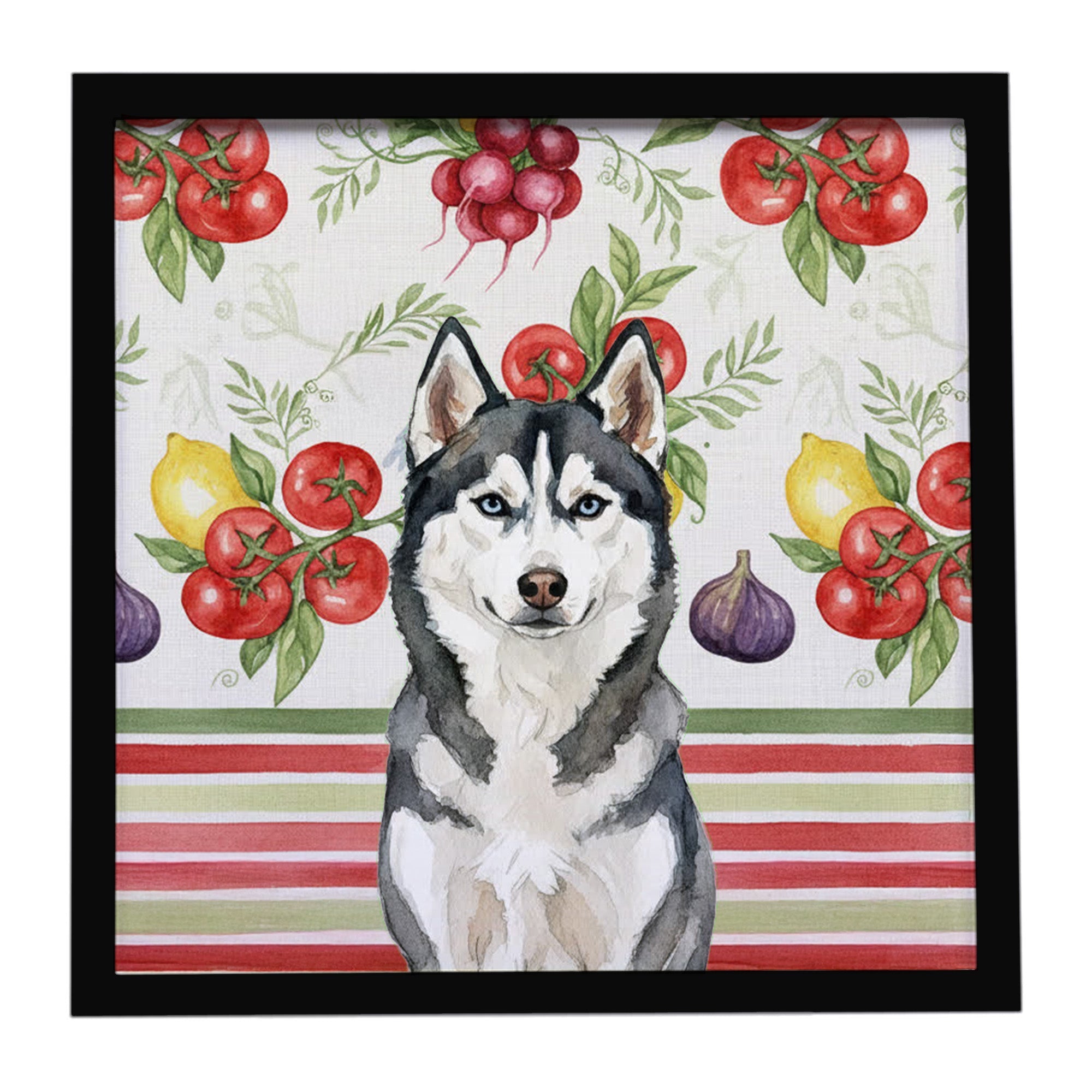Siberian Husky Vegetables Framed Metal Print Bathroom, Kitchen, Office, Home Decor Wall Art Ready to Hang, Square, 8X8