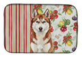 Red and White Siberian Husky Vegetables Dish Drying Mat Absorbent Dish Drying Mat Pad for Kitchen Counter Dish Drainer Mat for Countertop, 14 x 21", Multicolor