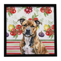 Brindle Staffordshire Bull Terrier Vegetables Framed Metal Print Bathroom, Kitchen, Office, Home Decor Wall Art Ready to Hang, Square, 8X8