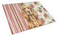 Sussex Spaniel Vegetables Cutting Board Tempered Glass Kitchen Cutting Surface, Heat Resistant Chopping, Non-Slip Feet, Food Prep & Serving