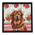 Red Gold Tibetan Mastiff Vegetables Framed Metal Print Bathroom, Kitchen, Office, Home Decor Wall Art Ready to Hang, Square, 8X8