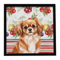 Red Tibetan Spaniel Vegetables Framed Metal Print Bathroom, Kitchen, Office, Home Decor Wall Art Ready to Hang, Square, 8X8