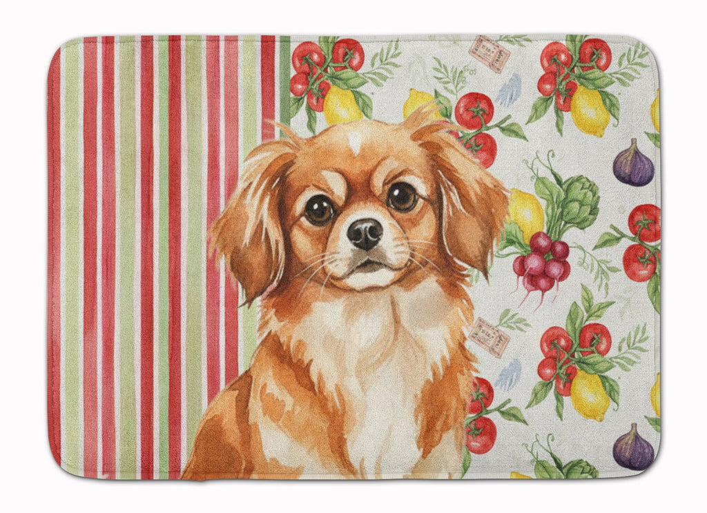Red Tibetan Spaniel Vegetables Memory Foam Kitchen Mat Machine Washable Anti-Fatigue Cushion Comfort Bath or Kitchen Rug