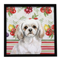 White Tibetan Spaniel Vegetables Framed Metal Print Bathroom, Kitchen, Office, Home Decor Wall Art Ready to Hang, Square, 8X8