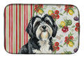 Black and White Tibetan Terrier Vegetables Dish Drying Mat Absorbent Dish Drying Mat Pad for Kitchen Counter Dish Drainer Mat for Countertop, 14 x 21", Multicolor