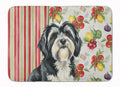 Black and White Tibetan Terrier Vegetables Memory Foam Kitchen Mat Machine Washable Anti-Fatigue Cushion Comfort Bath or Kitchen Rug