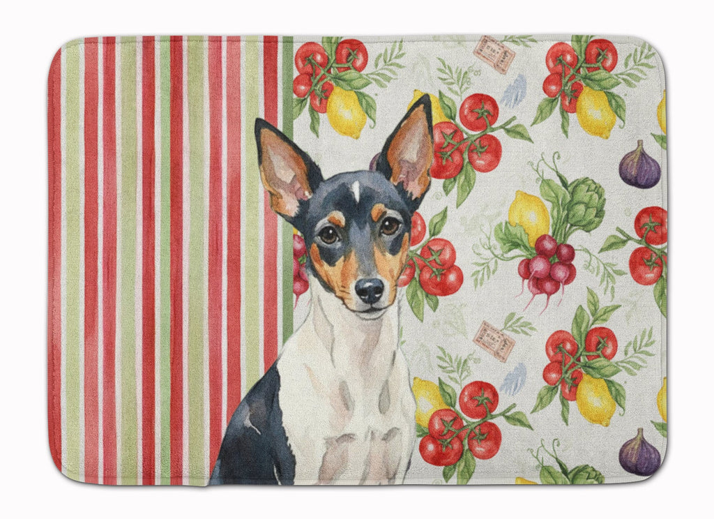 Toy Fox Terrier Vegetables Memory Foam Kitchen Mat Machine Washable Anti-Fatigue Cushion Comfort Bath or Kitchen Rug