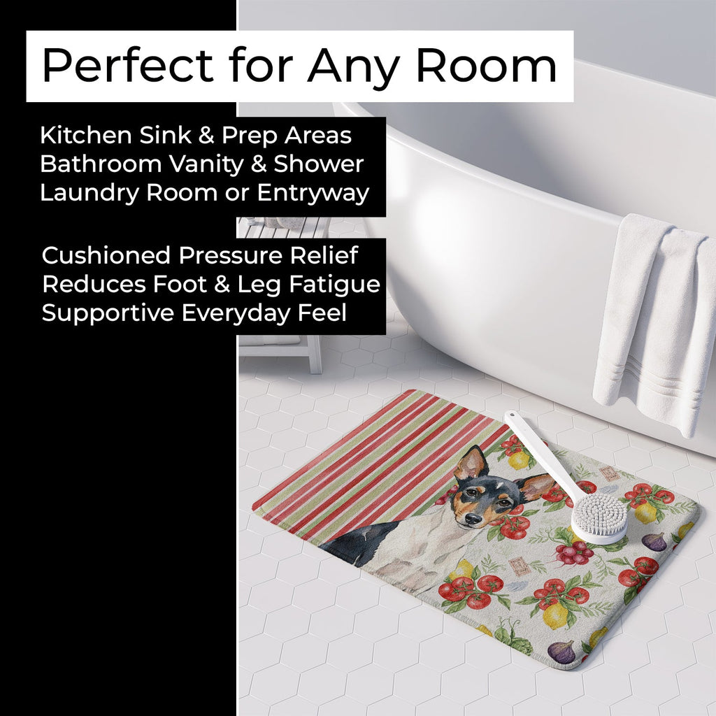 Toy Fox Terrier Vegetables Memory Foam Kitchen Mat Machine Washable Anti-Fatigue Cushion Comfort Bath or Kitchen Rug