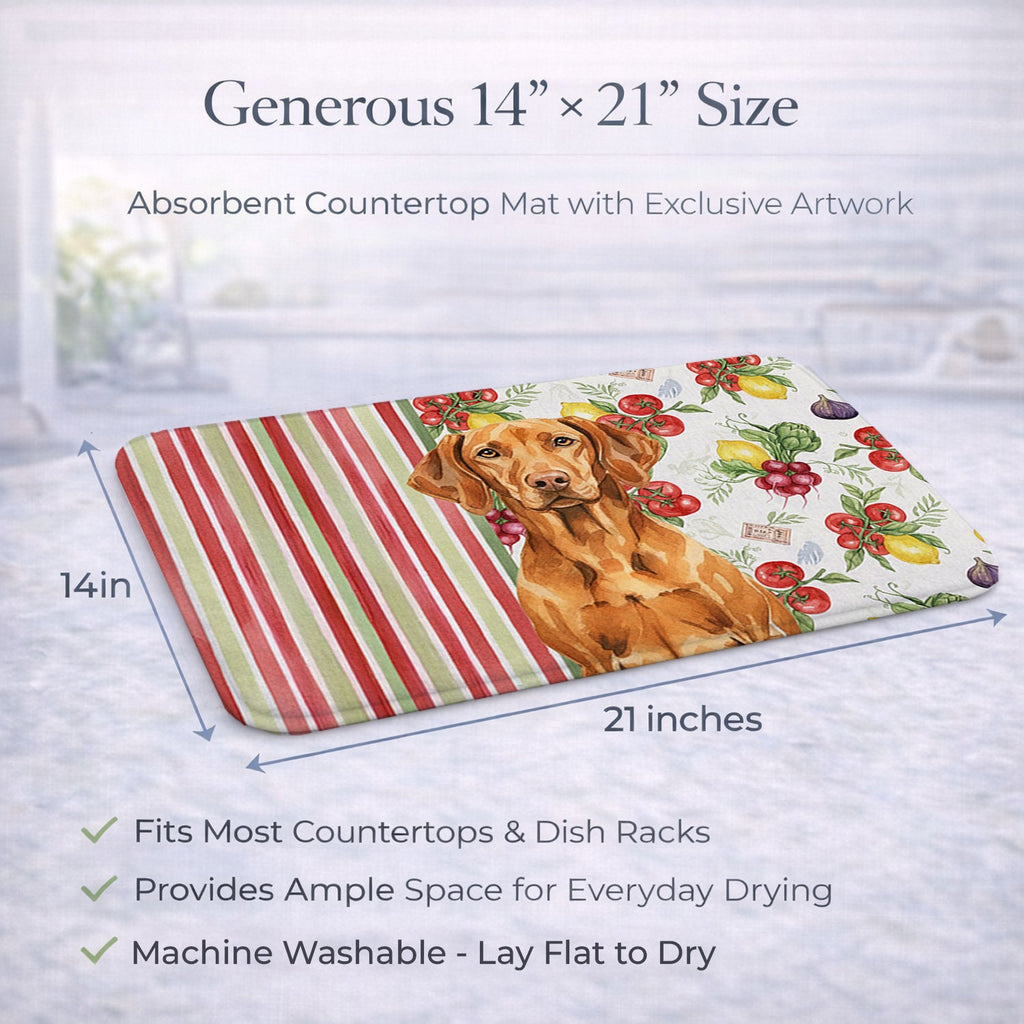 Vizsla Vegetables Dish Drying Mat Absorbent Dish Drying Mat Pad for Kitchen Counter Dish Drainer Mat for Countertop, 14 x 21", Multicolor
