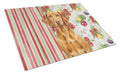 Vizsla Vegetables Cutting Board Tempered Glass Kitchen Cutting Surface, Heat Resistant Chopping, Non-Slip Feet, Food Prep & Serving