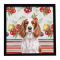 Welsh Springer Spaniel Vegetables Framed Metal Print Bathroom, Kitchen, Office, Home Decor Wall Art Ready to Hang, Square, 8X8