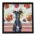 Black Whippet Vegetables Framed Metal Print Bathroom, Kitchen, Office, Home Decor Wall Art Ready to Hang, Square, 8X8