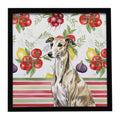 Brindle Whippet Vegetables Framed Metal Print Bathroom, Kitchen, Office, Home Decor Wall Art Ready to Hang, Square, 8X8