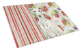 White Whippet Vegetables Cutting Board Tempered Glass Kitchen Cutting Surface, Heat Resistant Chopping, Non-Slip Feet, Food Prep & Serving
