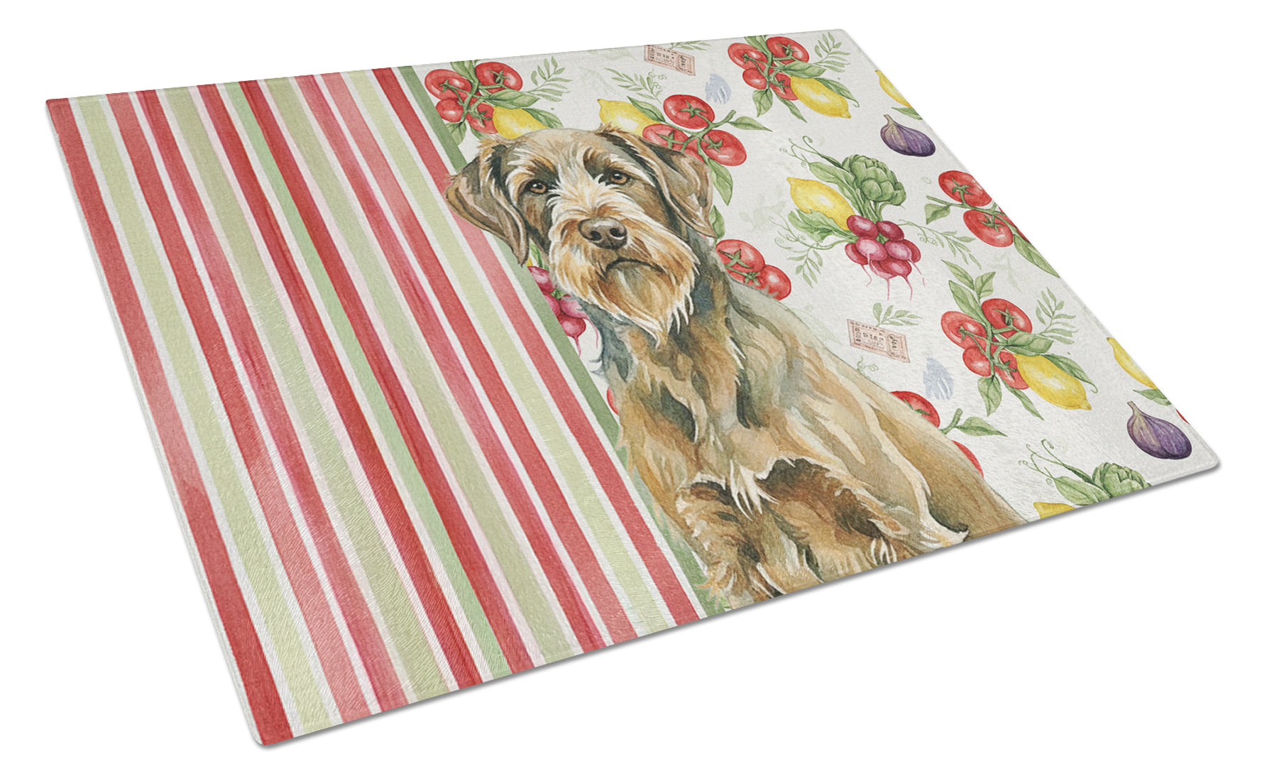 Chestnut Wirehaired Pointing Griffon Vegetables Cutting Board Tempered Glass Kitchen Cutting Surface, Heat Resistant Chopping, Non-Slip Feet, Food Prep & Serving