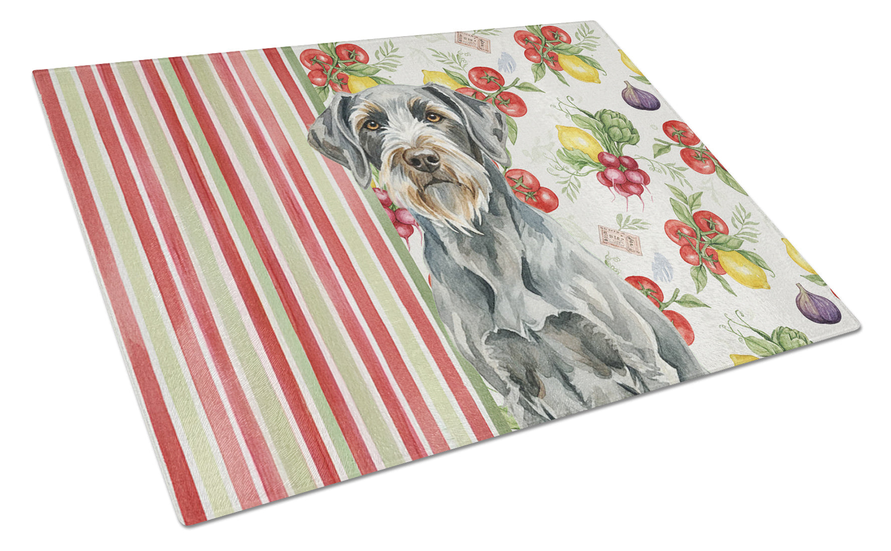 Steel Gray Wirehaired Pointing Griffon Vegetables Cutting Board Tempered Glass Kitchen Cutting Surface, Heat Resistant Chopping, Non-Slip Feet, Food Prep & Serving