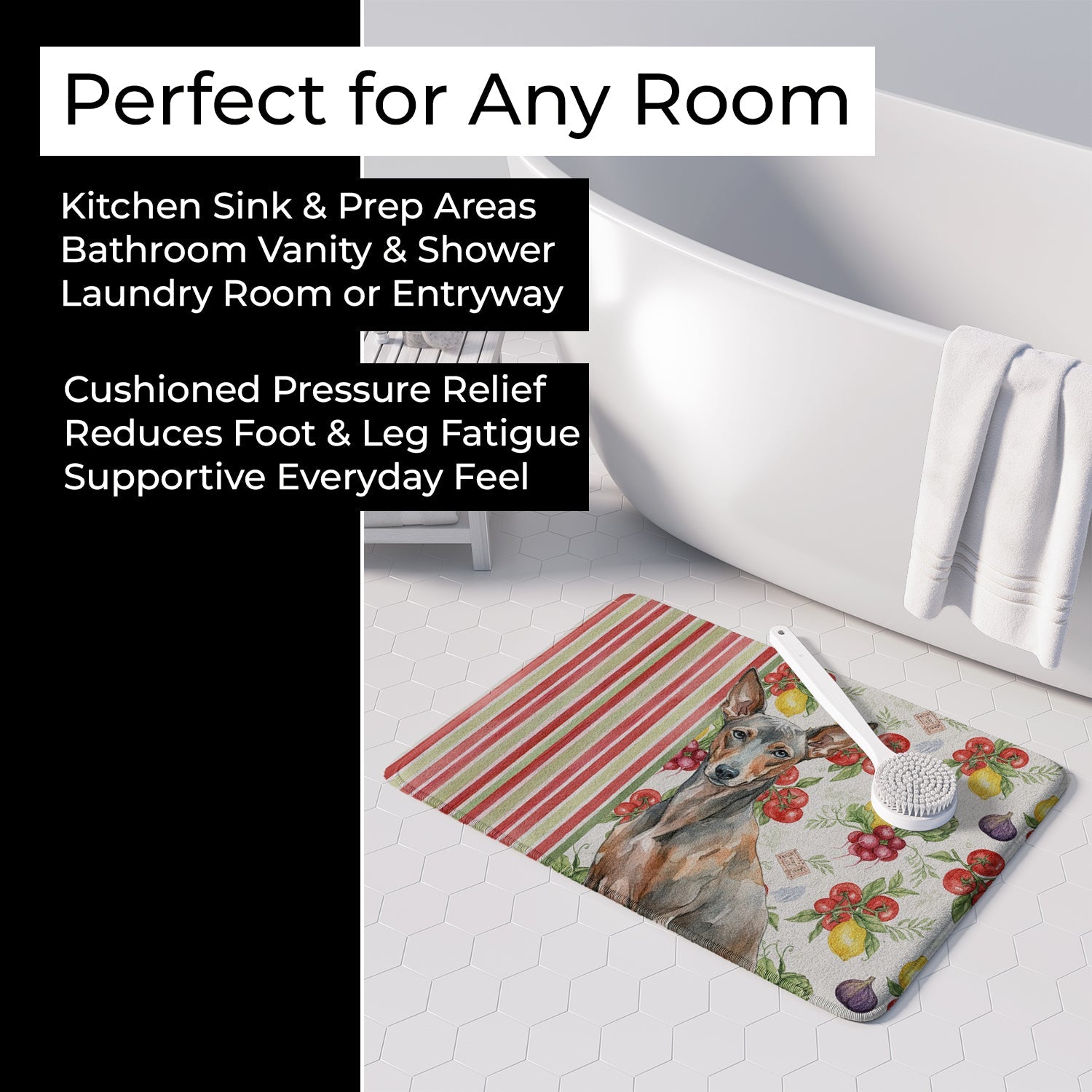 Xoloitzcuintli Vegetables Memory Foam Kitchen Mat Machine Washable Anti-Fatigue Cushion Comfort Bath or Kitchen Rug