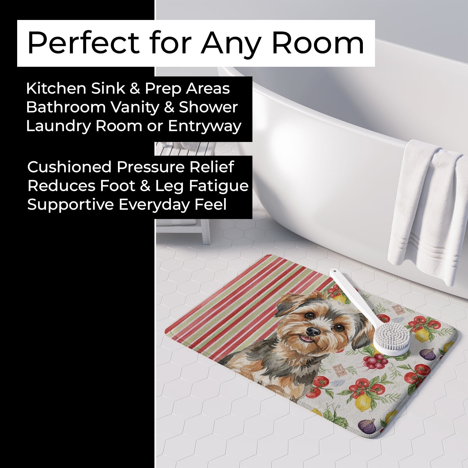 Yorkiepoo Vegetables Memory Foam Kitchen Mat Machine Washable Anti-Fatigue Cushion Comfort Bath or Kitchen Rug