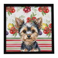 Black and Tan Yorkshire Terrier Vegetables Framed Metal Print Bathroom, Kitchen, Office, Home Decor Wall Art Ready to Hang, Square, 8X8