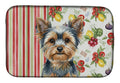 Blue and Tan Yorkshire Terrier Vegetables Dish Drying Mat Absorbent Dish Drying Mat Pad for Kitchen Counter Dish Drainer Mat for Countertop, 14 x 21", Multicolor