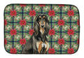 Black & Tan Afghan Hound Christmas PoinsettIas Dish Drying Mat Absorbent Dish Drying Mat Pad for Kitchen Counter Dish Drainer Mat for Countertop, 14 x 21", Multicolor