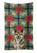 Brindle Akita Christmas PoinsettIas Kitchen Towel Velour Plush Front and Cotton Loop Back Machine Washable