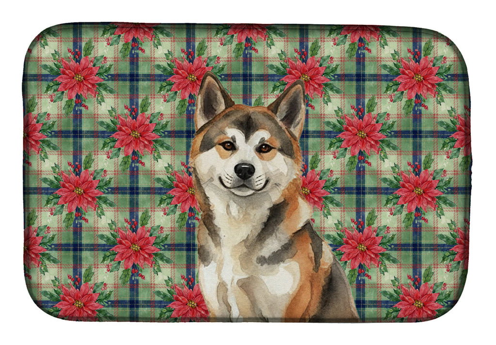 Sesame Akita Christmas PoinsettIas Dish Drying Mat Absorbent Dish Drying Mat Pad for Kitchen Counter Dish Drainer Mat for Countertop, 14 x 21", Multicolor