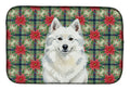 American Eskimo Christmas PoinsettIas Dish Drying Mat Absorbent Dish Drying Mat Pad for Kitchen Counter Dish Drainer Mat for Countertop, 14 x 21", Multicolor