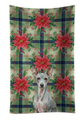 American Hairless Terrier Christmas PoinsettIas Kitchen Towel Velour Plush Front and Cotton Loop Back Machine Washable
