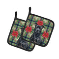 Black American Staffordshire Terrier Christmas PoinsettIas Pot Holder Set of 2 Heat Resistant Quilted Hot Pads 7.5 x 7.5 Inch, Insulated Kitchen Trivets for Cooking & Baking