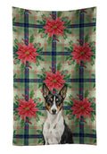 Black and White Basenji Christmas PoinsettIas Kitchen Towel Velour Plush Front and Cotton Loop Back Machine Washable