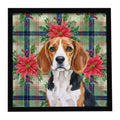 Beagle Christmas PoinsettIas Framed Metal Print Bathroom, Kitchen, Office, Home Decor Wall Art Ready to Hang, Square, 8X8