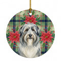 Bearded Collie Christmas PoinsettIas Ceramic Ornament Christmas Tree Hanging Decorations for Home Christmas Holiday, Party, Gift, 3 in, Multicolor