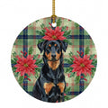 Beauceron Christmas PoinsettIas Ceramic Ornament Christmas Tree Hanging Decorations for Home Christmas Holiday, Party, Gift, 3 in, Multicolor