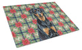 Beauceron Christmas PoinsettIas Cutting Board Tempered Glass Kitchen Cutting Surface, Heat Resistant Chopping, Non-Slip Feet, Food Prep & Serving