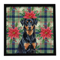 Beauceron Christmas PoinsettIas Framed Metal Print Bathroom, Kitchen, Office, Home Decor Wall Art Ready to Hang, Square, 8X8