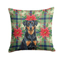 Beauceron Christmas PoinsettIas Decorative Throw Pillow 14x14 Indoor Outdoor Accent Cushion, Fabric Cover with Insert for Sofa, Bed, Porch & Living Room