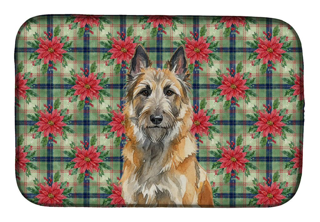 Belgian Laekenois Christmas PoinsettIas Dish Drying Mat Absorbent Dish Drying Mat Pad for Kitchen Counter Dish Drainer Mat for Countertop, 14 x 21", Multicolor