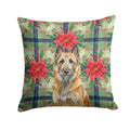 Belgian Laekenois Christmas PoinsettIas Decorative Throw Pillow 14x14 Indoor Outdoor Accent Cushion, Fabric Cover with Insert for Sofa, Bed, Porch & Living Room