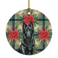 Belgian Sheepdog Groenendael Christmas PoinsettIas Ceramic Ornament Christmas Tree Hanging Decorations for Home Christmas Holiday, Party, Gift, 3 in, Multicolor