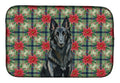 Belgian Sheepdog Groenendael Christmas PoinsettIas Dish Drying Mat Absorbent Dish Drying Mat Pad for Kitchen Counter Dish Drainer Mat for Countertop, 14 x 21", Multicolor