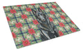 Belgian Sheepdog Groenendael Christmas PoinsettIas Cutting Board Tempered Glass Kitchen Cutting Surface, Heat Resistant Chopping, Non-Slip Feet, Food Prep & Serving