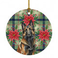 Belgian Tervuren Christmas PoinsettIas Ceramic Ornament Christmas Tree Hanging Decorations for Home Christmas Holiday, Party, Gift, 3 in, Multicolor