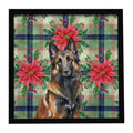 Belgian Tervuren Christmas PoinsettIas Framed Metal Print Bathroom, Kitchen, Office, Home Decor Wall Art Ready to Hang, Square, 8X8
