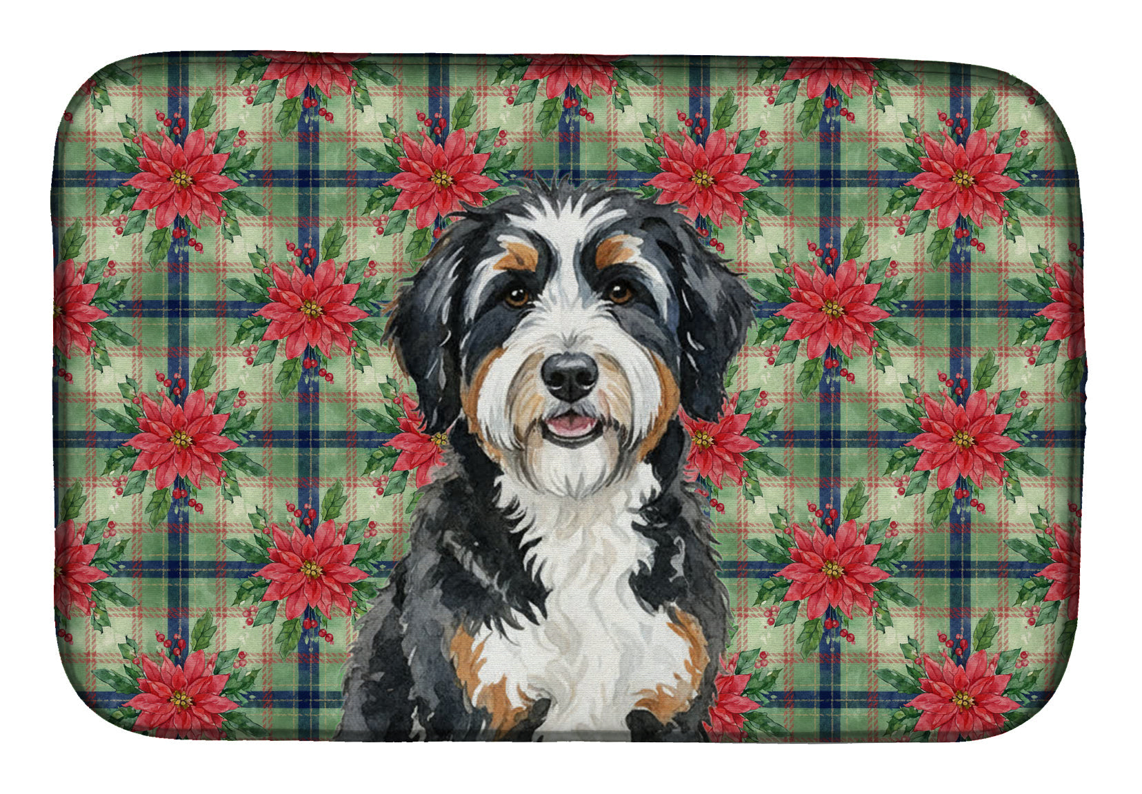 Berndoodle Christmas PoinsettIas Dish Drying Mat Absorbent Dish Drying Mat Pad for Kitchen Counter Dish Drainer Mat for Countertop, 14 x 21", Multicolor