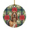 Liver and Tan Bloodhound Christmas PoinsettIas Ceramic Ornament Christmas Tree Hanging Decorations for Home Christmas Holiday, Party, Gift, 3 in, Multicolor