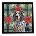 Bluetick Coonhound Christmas PoinsettIas Framed Metal Print Bathroom, Kitchen, Office, Home Decor Wall Art Ready to Hang, Square, 8X8